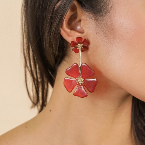 Серьги Nature Bijoux, Hibiscus, с цветами из рога, NB25.1-12-79980 красный фото 3